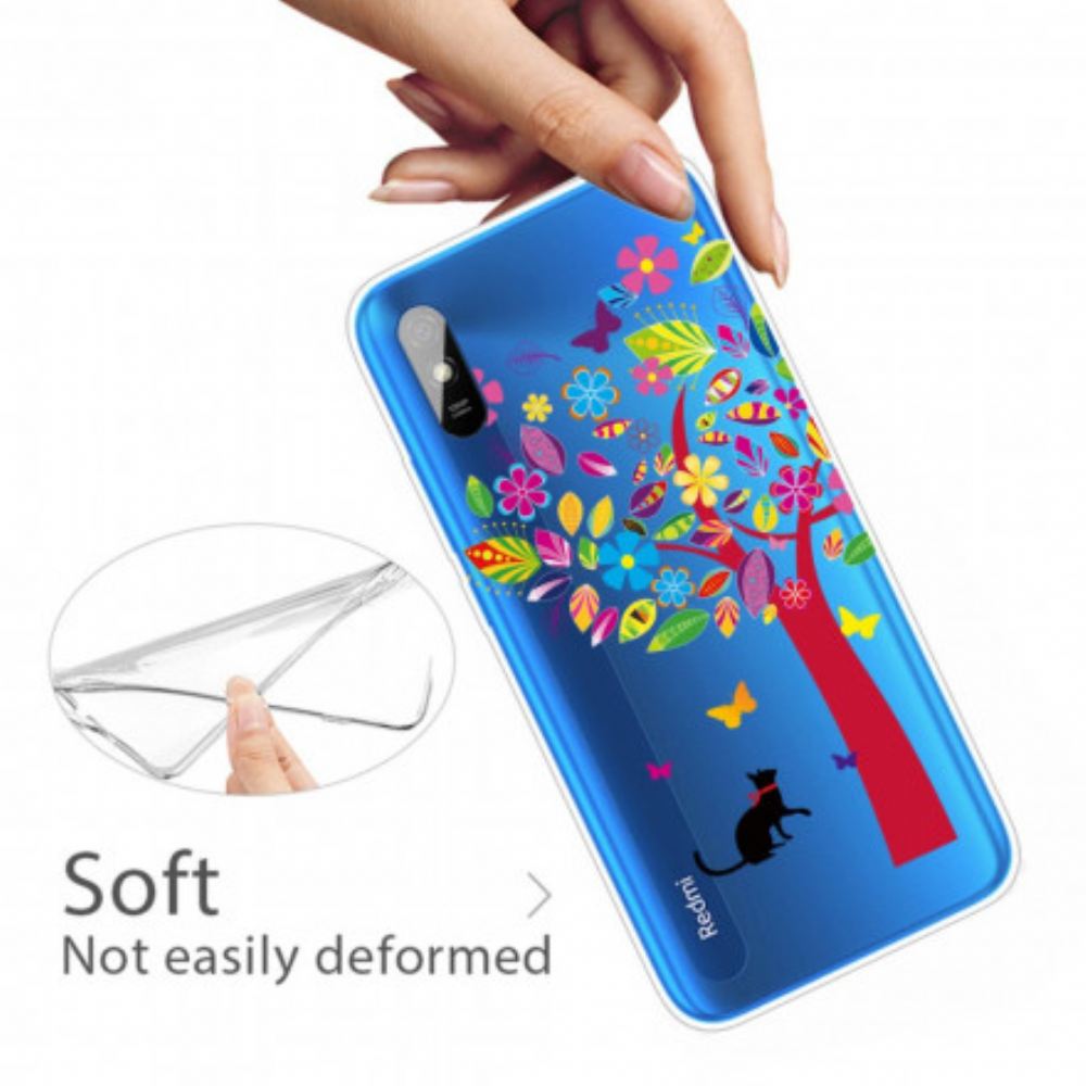 Kryt Na Xiaomi Redmi 9A Kočka Pod Barevným Stromem