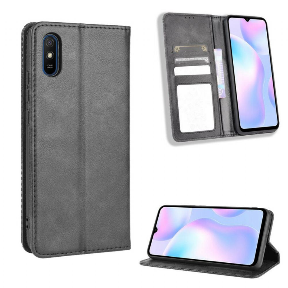 Kryty Na Mobil Na Xiaomi Redmi 9A Flipové Pouzdro Stylizovaný Vintage Kožený Efekt