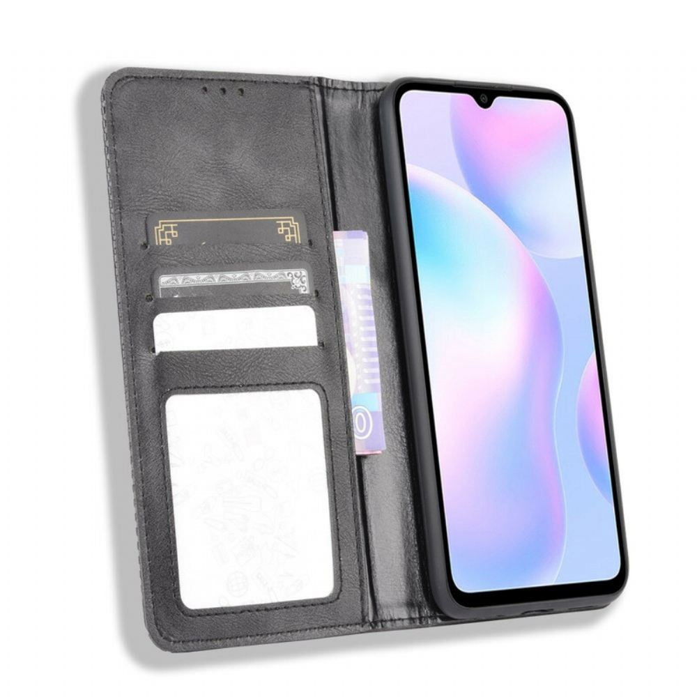 Kryty Na Mobil Na Xiaomi Redmi 9A Flipové Pouzdro Stylizovaný Vintage Kožený Efekt