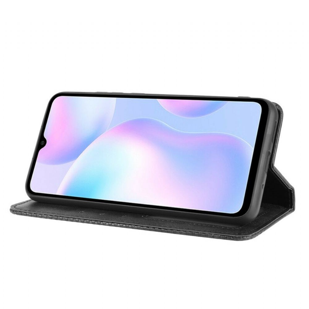 Kryty Na Mobil Na Xiaomi Redmi 9A Flipové Pouzdro Stylizovaný Vintage Kožený Efekt