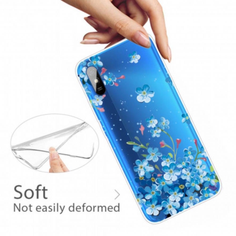 Kryty Na Mobil Na Xiaomi Redmi 9A Kytice Modrých Květin