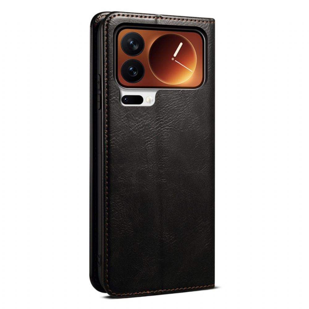 Kožené Pouzdro Folio Xiaomi 17 Pro Voskovaná Umělá Kůže