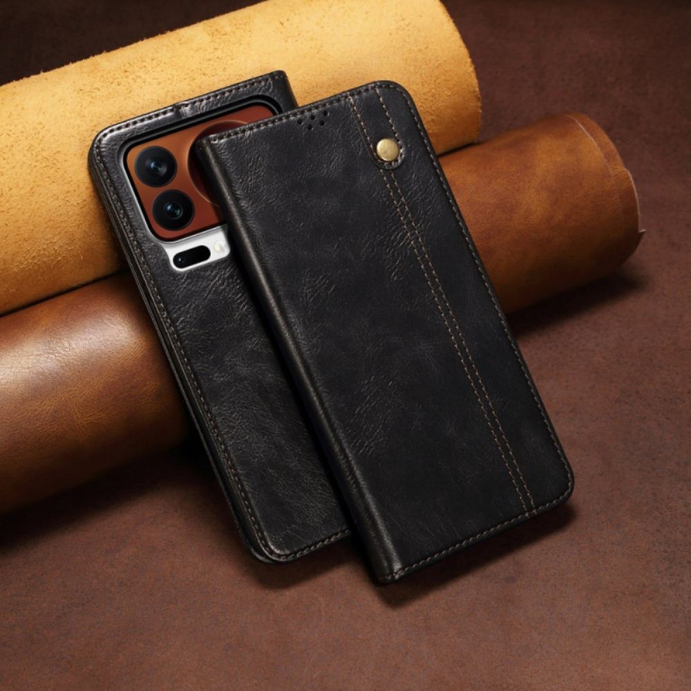 Kožené Pouzdro Folio Xiaomi 17 Pro Voskovaná Umělá Kůže