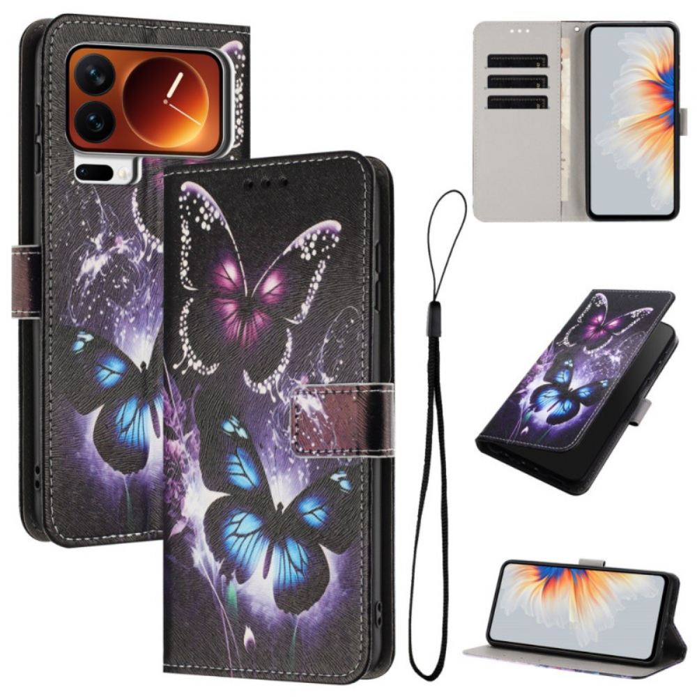 Kožený Kryt Na Xiaomi 17 Pro Dva Motýli