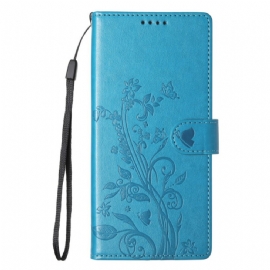 Kožený Kryt Na Xiaomi 17 Pro Květinový Vzor Motýlů