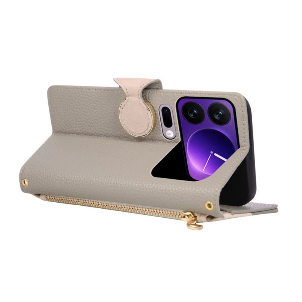 Kožený Kryt Na Xiaomi 17 Pro Peněženka Na Zip