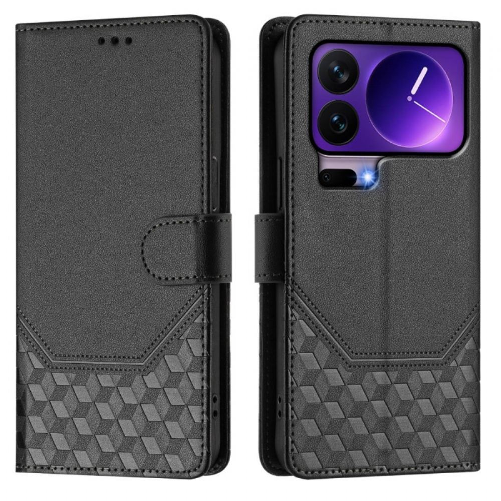 Kožený Kryt Xiaomi 17 Pro Blokování Rfid A Vzor Včelí Plástve