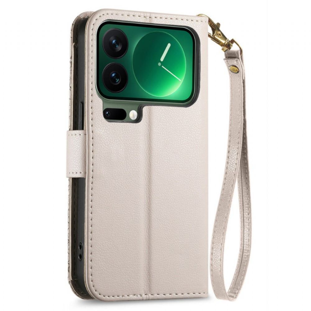 Kožený Kryt Xiaomi 17 Pro Květinový A Listový Vzor