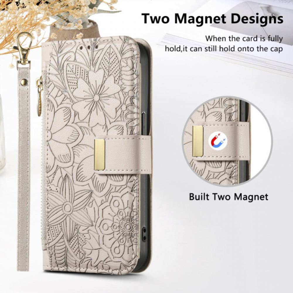 Kožený Kryt Xiaomi 17 Pro Květinový A Listový Vzor