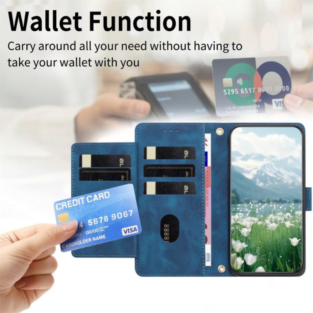 Kožený Kryt Xiaomi 17 Pro Peněženka S Tulipánovým Designem