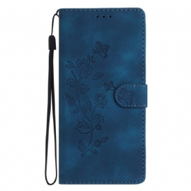 Kožený Kryt Xiaomi 17 Pro Semišový Efekt Květinový Vzor