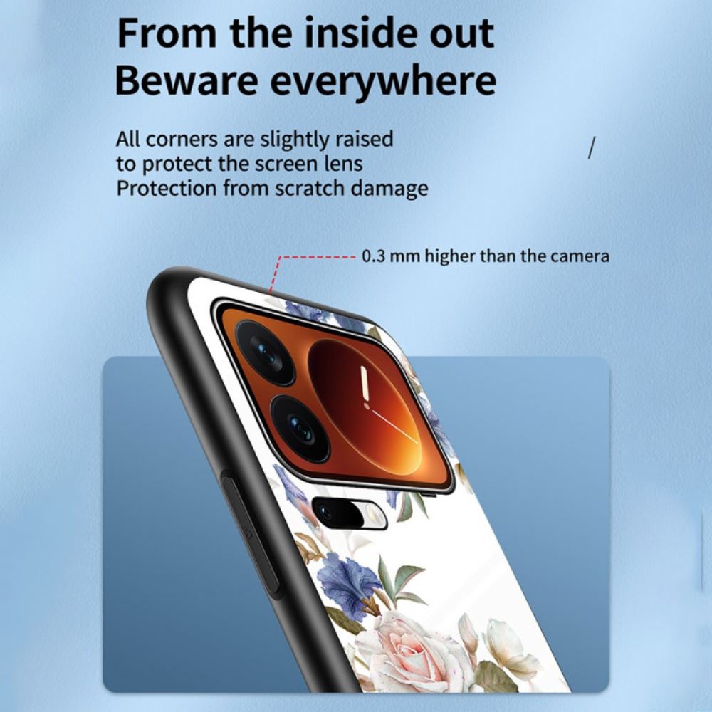 Kryt Na Xiaomi 17 Pro Květinový Vzor Z Tvrzeného Skla