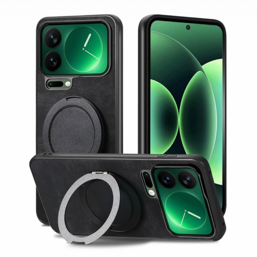 Kryt Xiaomi 17 Pro Otočný Stojan A Retro Kůže Textura