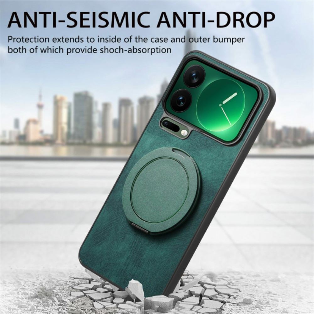 Kryt Xiaomi 17 Pro Otočný Stojan A Retro Kůže Textura