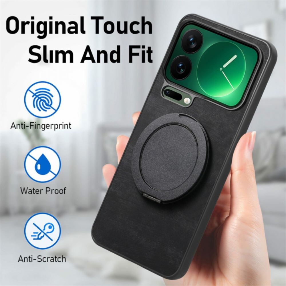 Kryt Xiaomi 17 Pro Otočný Stojan A Retro Kůže Textura