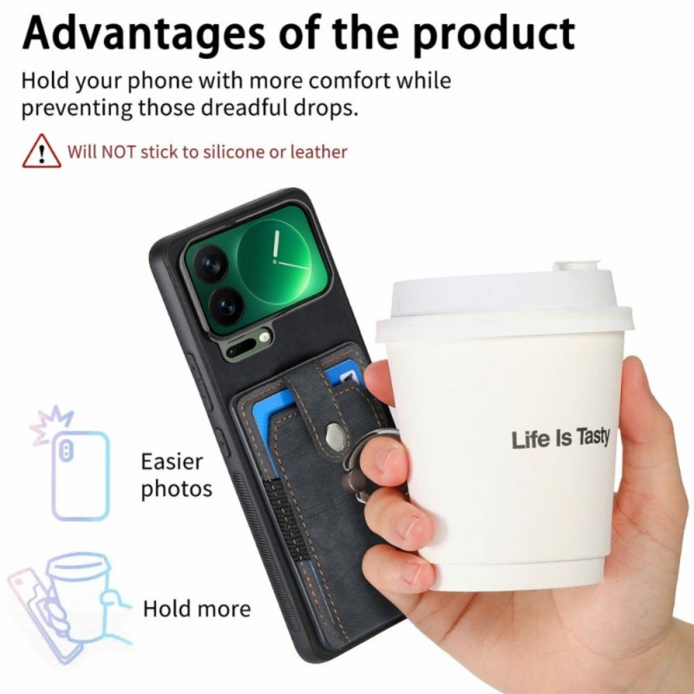 Kryt Xiaomi 17 Pro Stojan A Držák Na Karty S Koženým Efektem