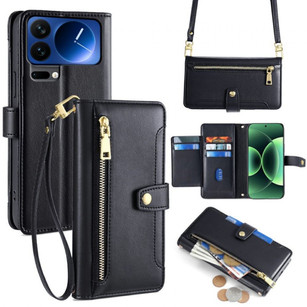 Peněženková Pouzdra Xiaomi 17 Pro Kryty Na Mobil Kapsa Na Zip A Popruhy