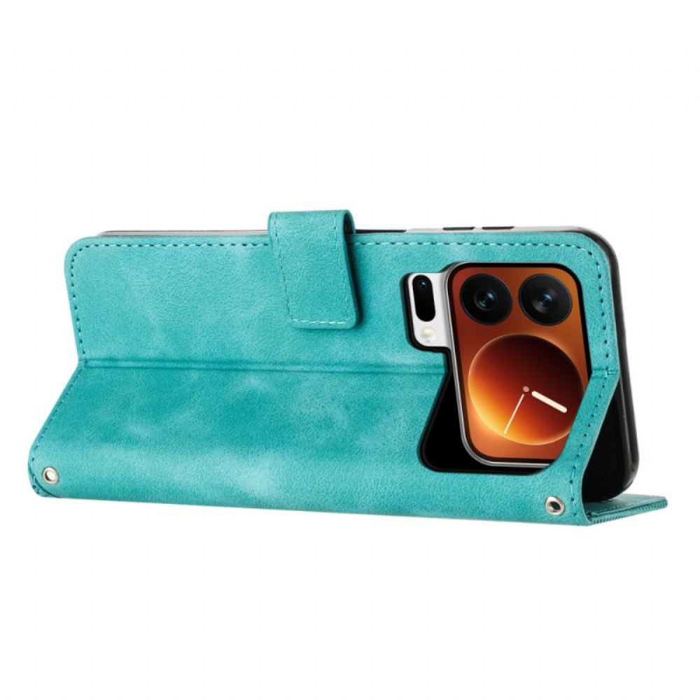 Peněženková Pouzdra Xiaomi 17 Pro Trojúhelníkový Vzor A Řemínek