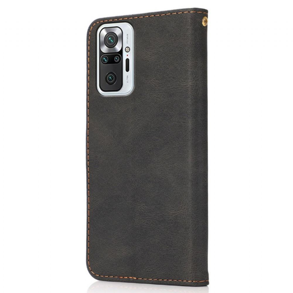 Flipové Pouzdro Na Xiaomi Redmi Note 10 Pro Dvoubarevný Trojúhelník Z Umělé Kůže
