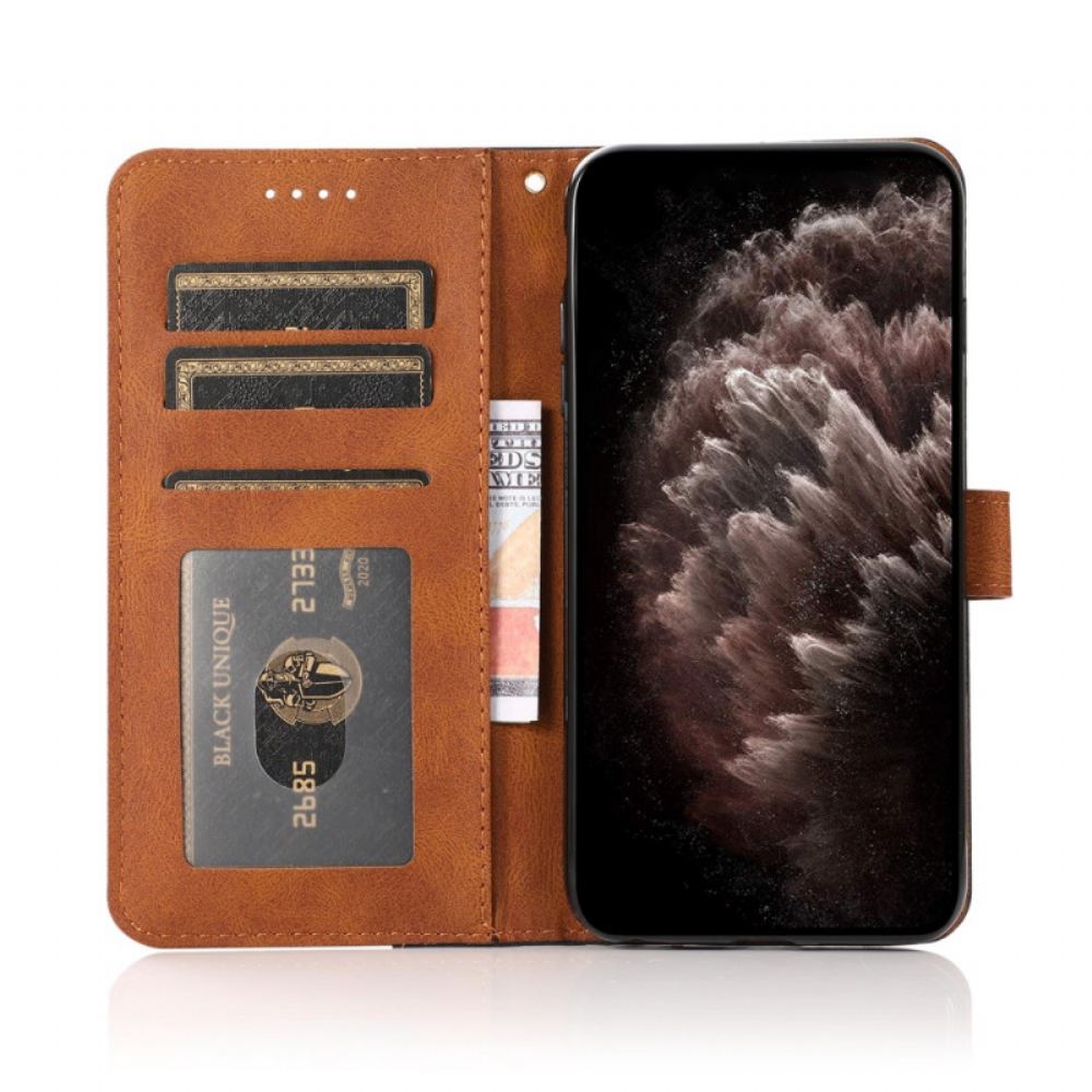 Flipové Pouzdro Na Xiaomi Redmi Note 10 Pro Dvoubarevný Trojúhelník Z Umělé Kůže
