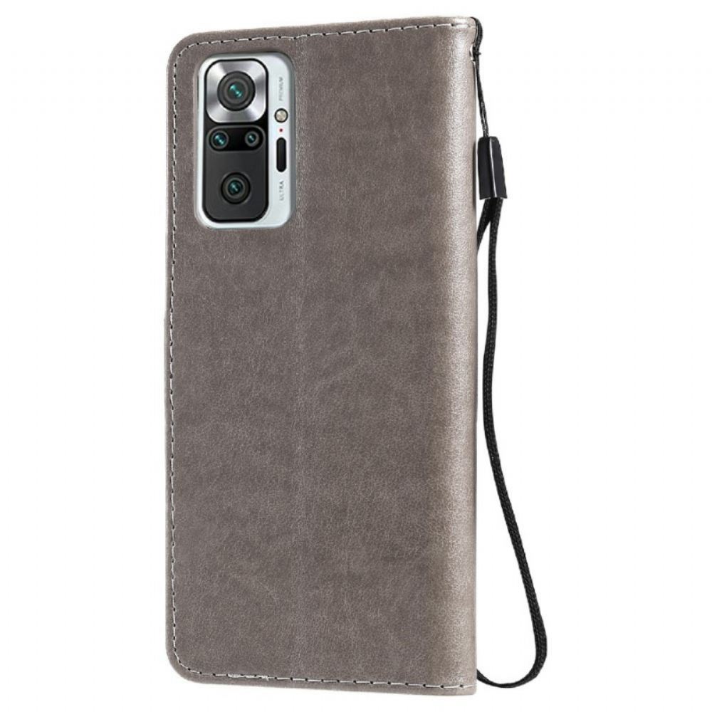 Flipové Pouzdro Na Xiaomi Redmi Note 10 Pro Na Lana Kočka A Včela S Popruhem
