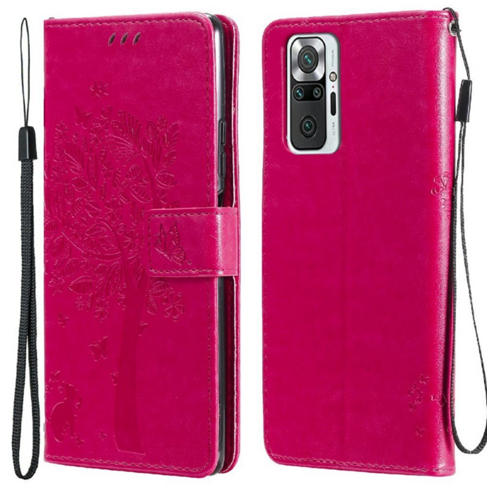 Flipové Pouzdro Na Xiaomi Redmi Note 10 Pro Na Lana Strom A Strappy Cat