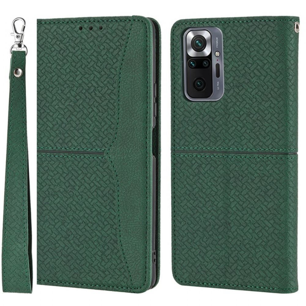 Flipové Pouzdro Na Xiaomi Redmi Note 10 Pro Na Lana Styl Tkaného Koženého Řemínku