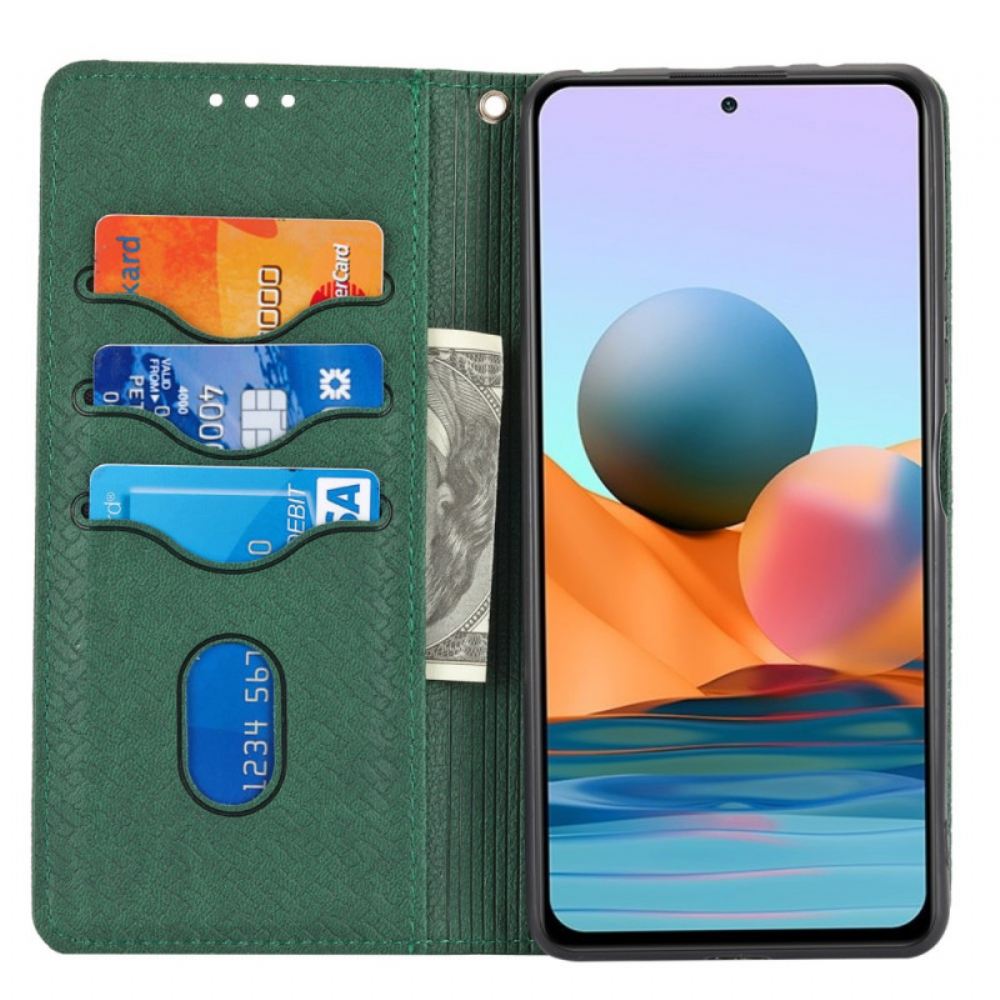 Flipové Pouzdro Na Xiaomi Redmi Note 10 Pro Na Lana Styl Tkaného Koženého Řemínku