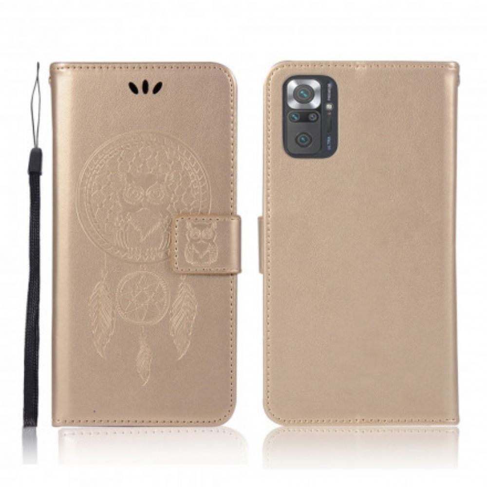 Flipové Pouzdro Na Xiaomi Redmi Note 10 Pro Sova Lapač Snů S Koženým Efektem
