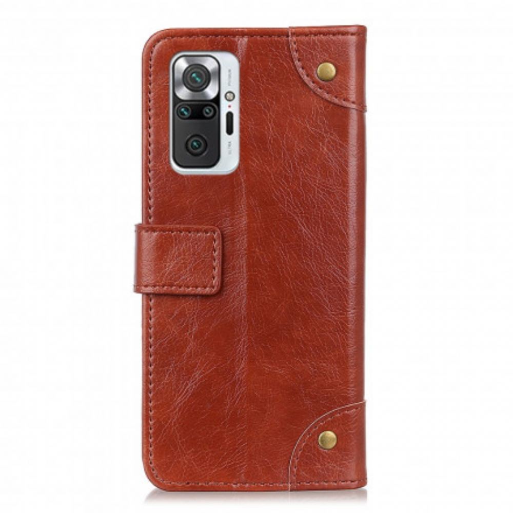 Flipové Pouzdro Na Xiaomi Redmi Note 10 Pro Vintage Nýty Ve Stylu Kůže Nappa