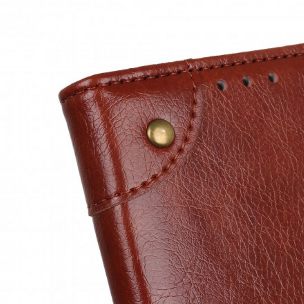 Flipové Pouzdro Na Xiaomi Redmi Note 10 Pro Vintage Nýty Ve Stylu Kůže Nappa