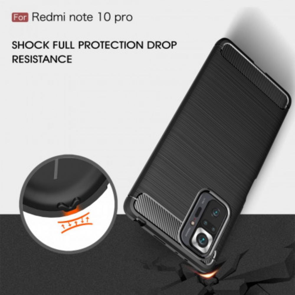Kryt Na Xiaomi Redmi Note 10 Pro Kartáčované Uhlíkové Vlákno