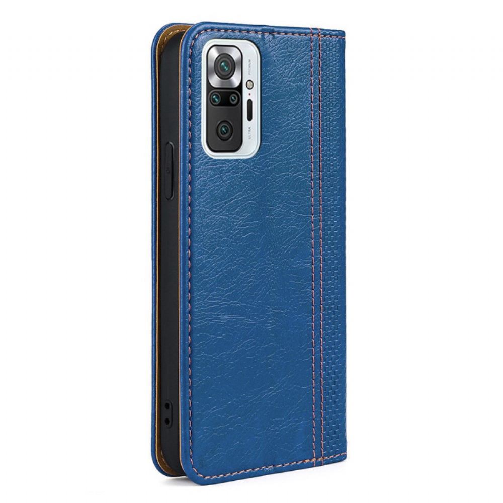Kryty Na Mobil Na Xiaomi Redmi Note 10 Pro Flipové Pouzdro Litchi Šití Dělenou Kůží