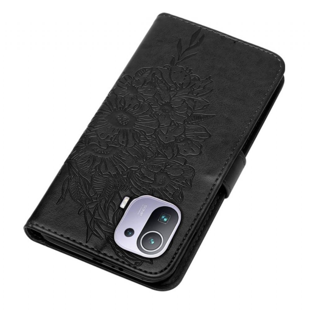 Flipové Pouzdro Na Xiaomi Mi 11 Pro Motýlí Design Se Šňůrkou