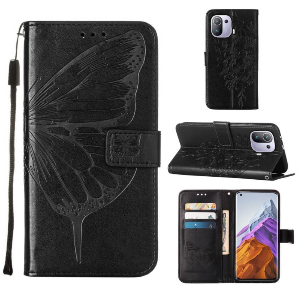 Flipové Pouzdro Na Xiaomi Mi 11 Pro Motýlí Design Se Šňůrkou