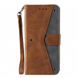 Kožené Pouzdro Na Xiaomi Mi 11 Pro Dvoubarevné Nýty Z Umělé Kůže