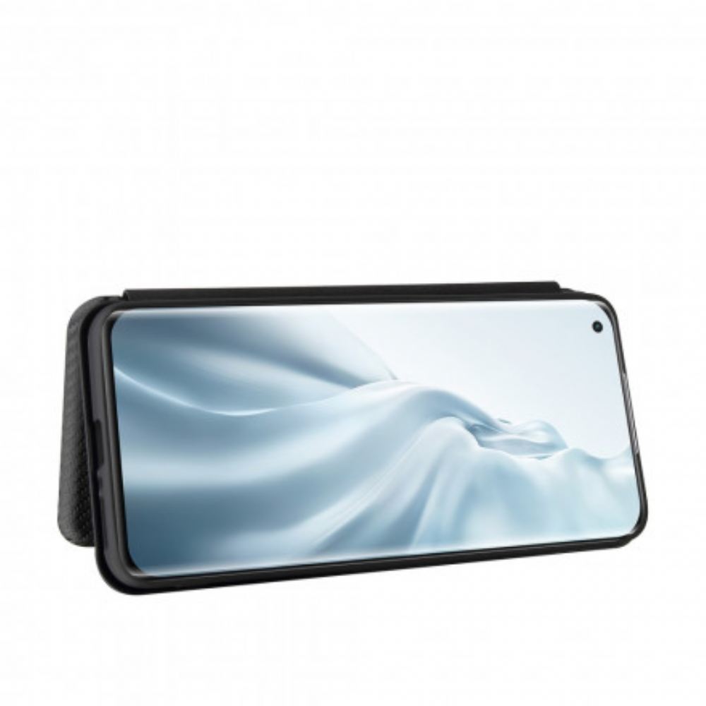 Kryty Na Mobil Na Xiaomi Mi 11 Pro Flipové Pouzdro Uhlíkové Vlákno S Opěrným Kroužkem