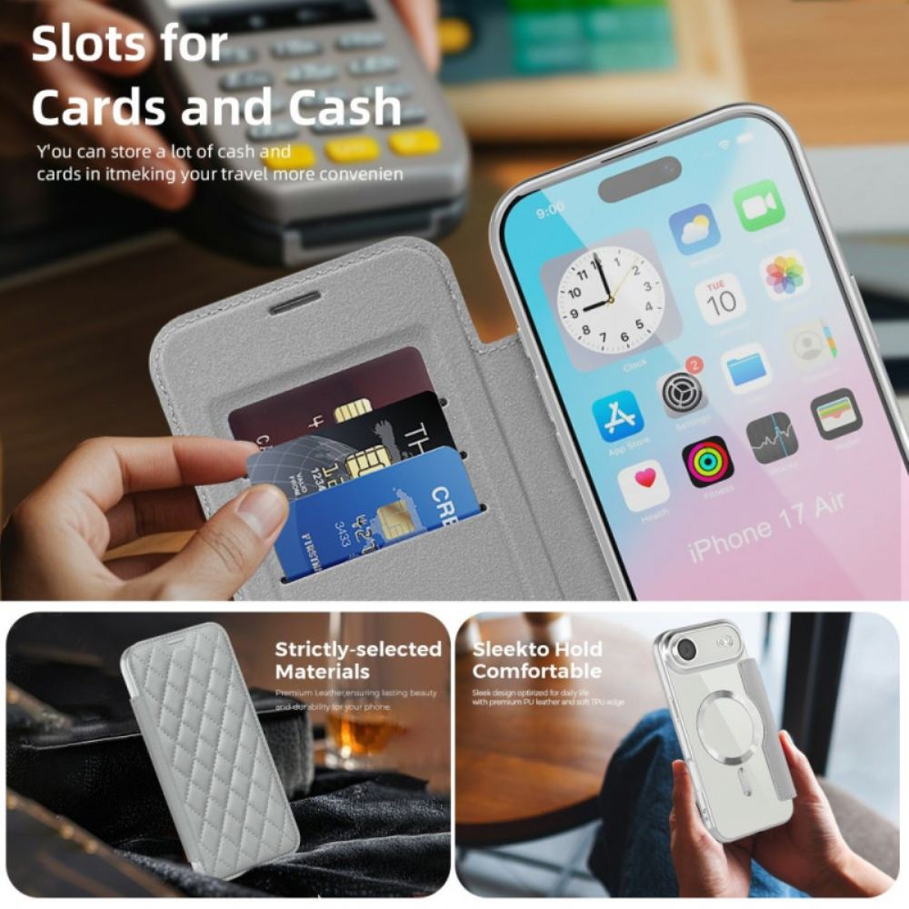 Kožené Pouzdro Folio iPhone Air Kompatibilní S Magsafe Prošívané