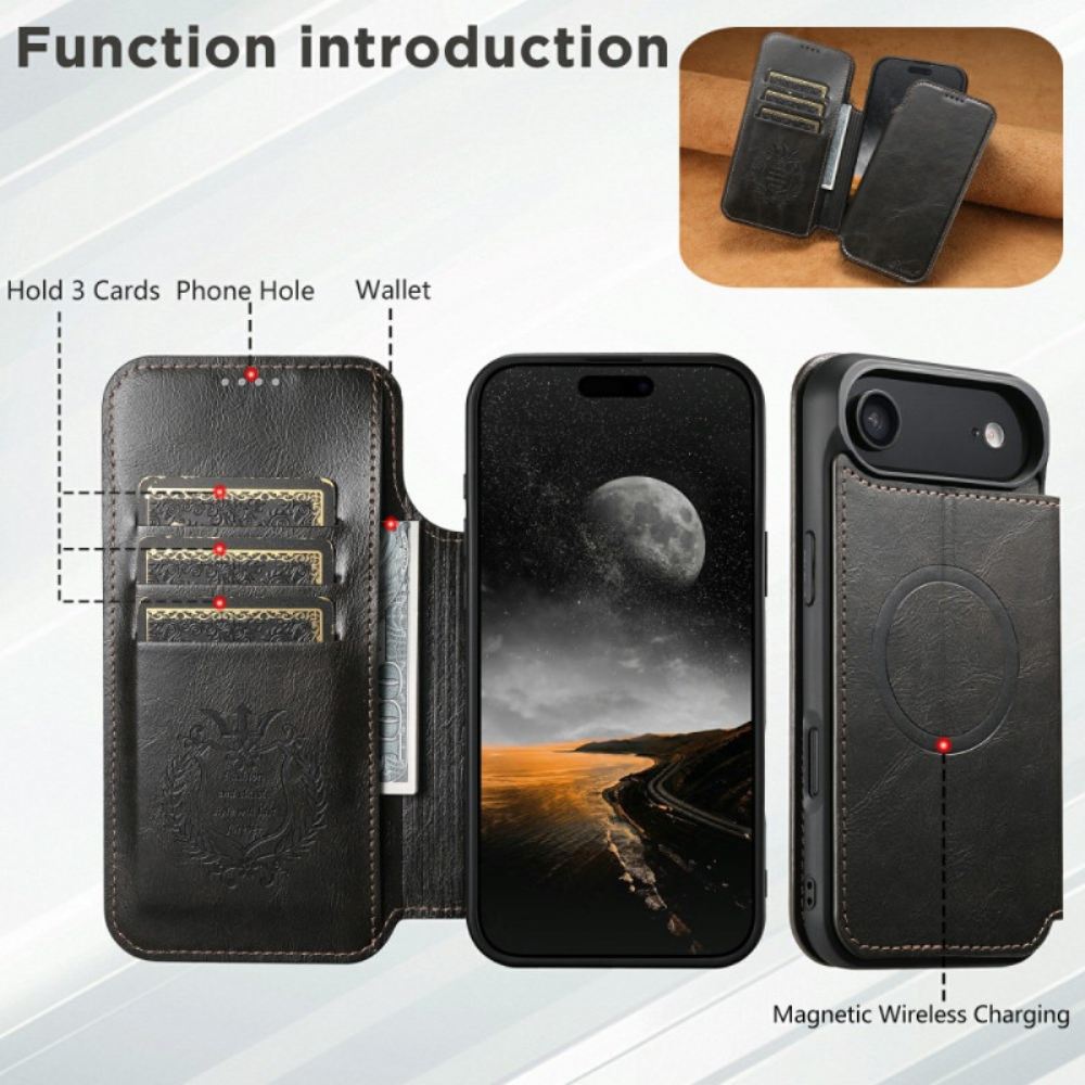 Kožené Pouzdro Folio iPhone Air Kompatibilní S Magsafe Vintage Styl