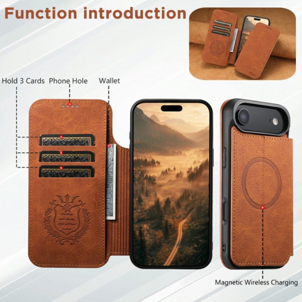 Kožené Pouzdro Folio iPhone Air Ultra Tenký Magsafe Suteni