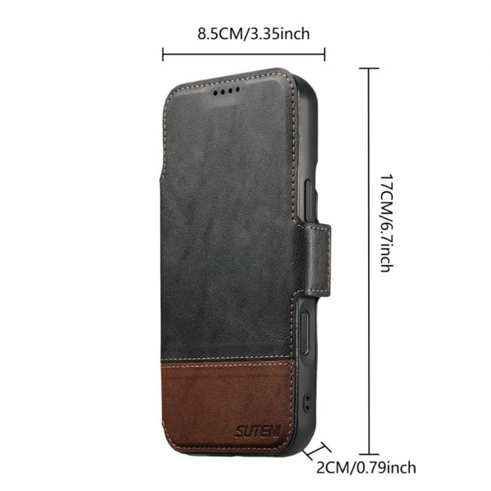 Kožený Kryt iPhone Air Dvoubarevné Odnímatelné Pouzdro Magsafe Suteni