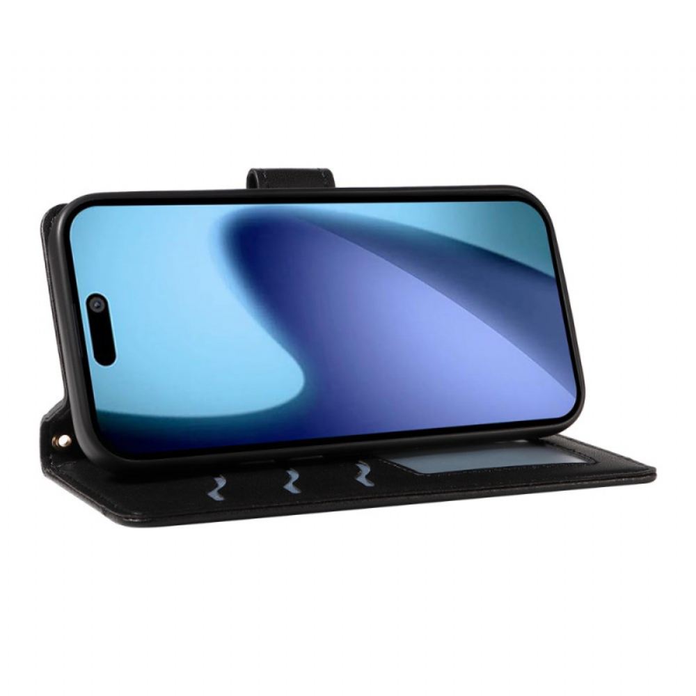 Kožený Kryt iPhone Air Prošívaná S Popruhem A Ramenním Popruhem