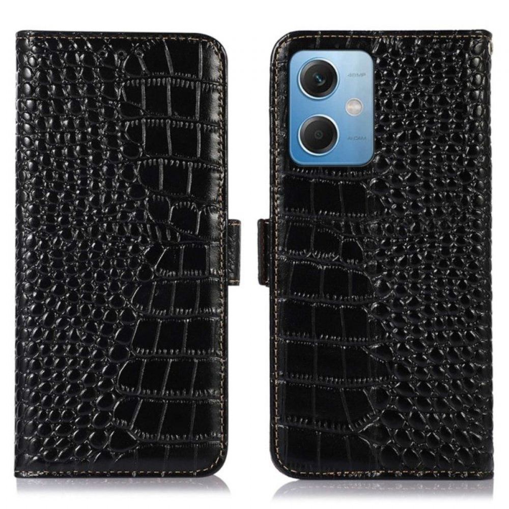 Flipové Pouzdro Na Poco X5 5G Rfid Ve Stylu Krokodýla