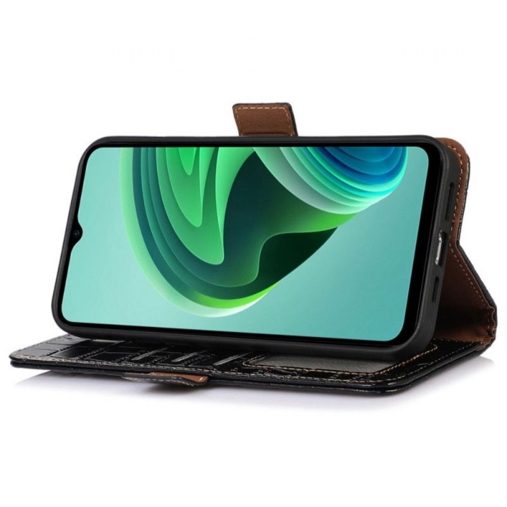 Flipové Pouzdro Na Poco X5 5G Rfid Ve Stylu Krokodýla