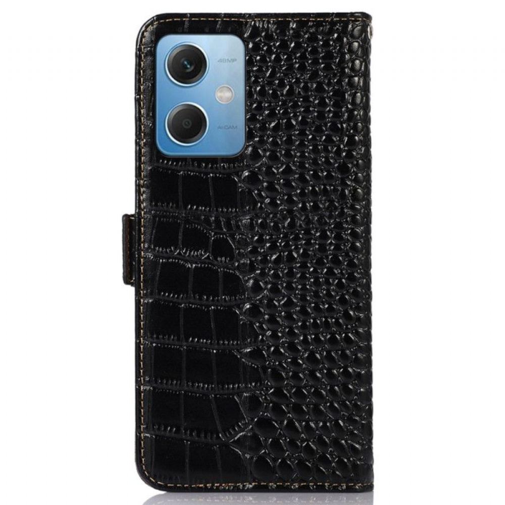 Flipové Pouzdro Na Poco X5 5G Rfid Ve Stylu Krokodýla
