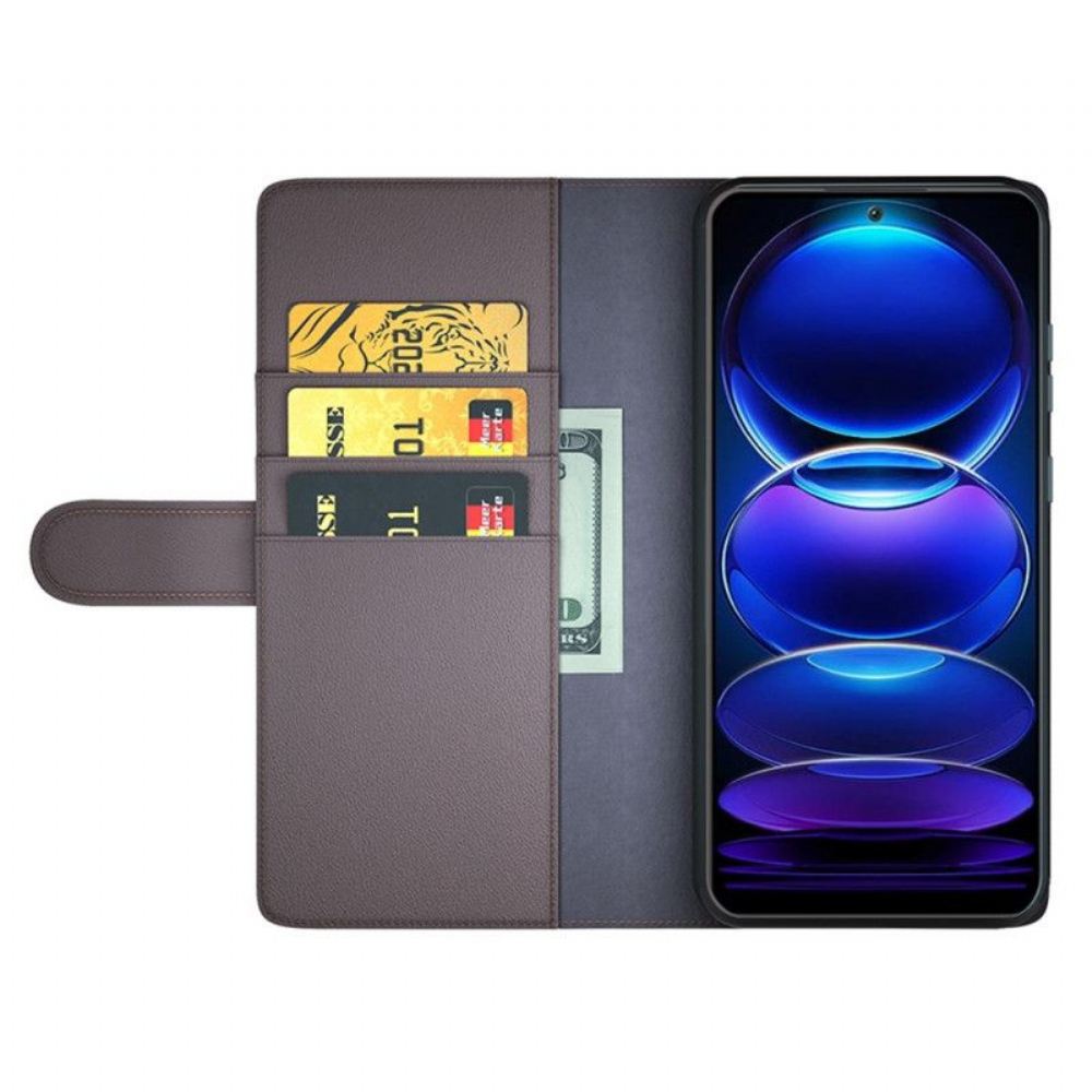 Kožené Pouzdro Na Poco X5 5G Pravá Kůže