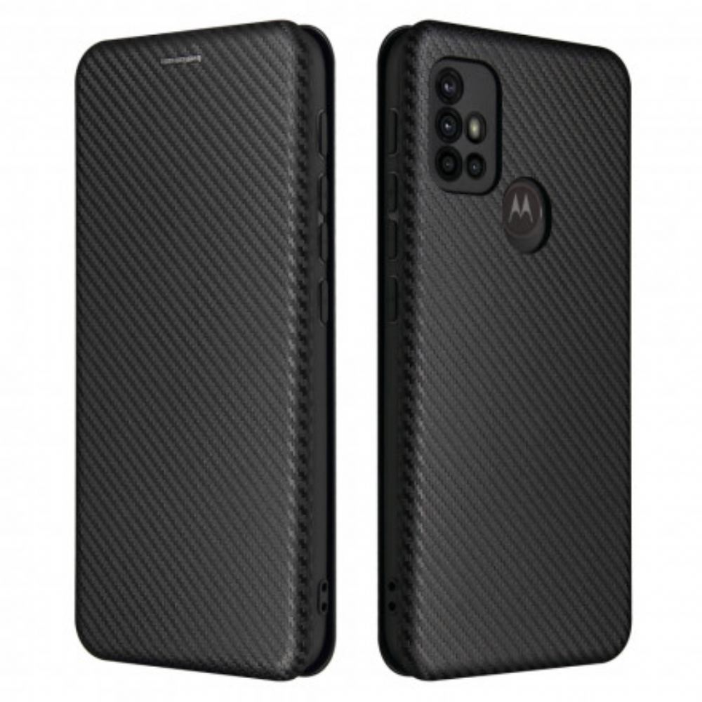 Kryty Na Mobil Na Moto G10 / G30 Flipové Pouzdro Barevný Uhlíkový Silikon