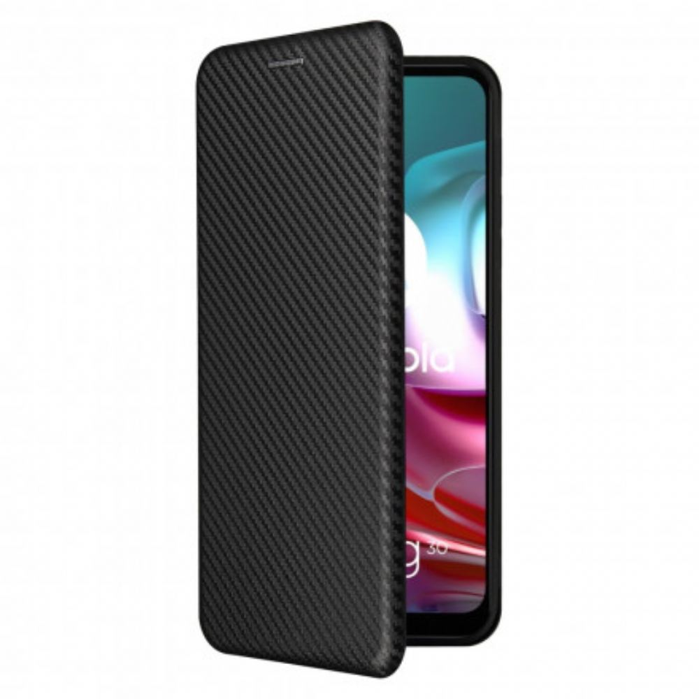 Kryty Na Mobil Na Moto G10 / G30 Flipové Pouzdro Barevný Uhlíkový Silikon