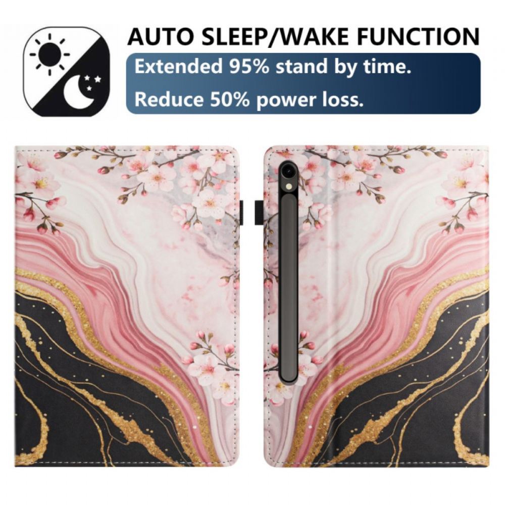 Pouzdro Samsung Galaxy Tab S10 Fe Mramorový Květinový Vzor