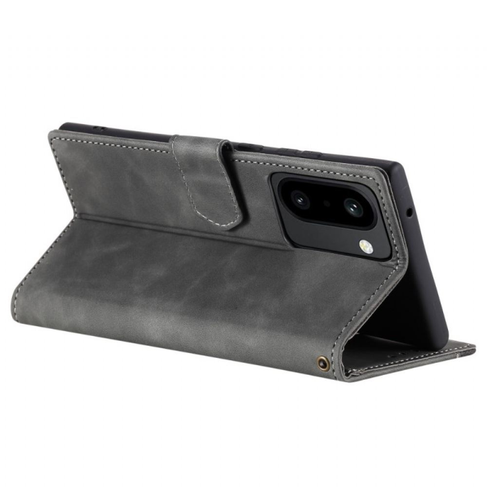 Kožený Kryt Na Oneplus 15r Retro Peněženka S Páskem